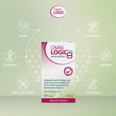 OMNi-LOGiC Apfelpektin 180st, Яблочный пектин в капсулах, пребиотик для кишечника, микрофлоры, пищеварения и контроля веса, 180 капсул