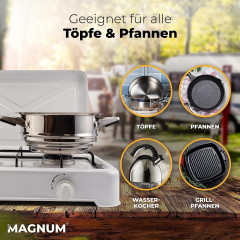 Magnum Wave Magnum Wave Gaskocher 2-flammig inkl. Gasschlauch Robuster Campingkocher, Camping Gasgrill fur Indoor und Outdoor Tischgrill  Газовая плита Magnum Wave 2 пламени, включая газовый шланг Прочная походная печь, походный газовый гриль для настольн
