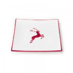 Gmundner Keramik Gmundner Keramik Bordeauxroter Hirsch Dessertteller / Fruhstucksteller 20x20x2,6 cm Gmundner керамическая десертная тарелка из красного оленя бордо / тарелка для завтрака 20x20x2,6 см