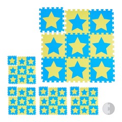 relaxdays 45 x Puzzlematte Sterne blau-gelb 45 x коврик-пазл звезды сине-желтый