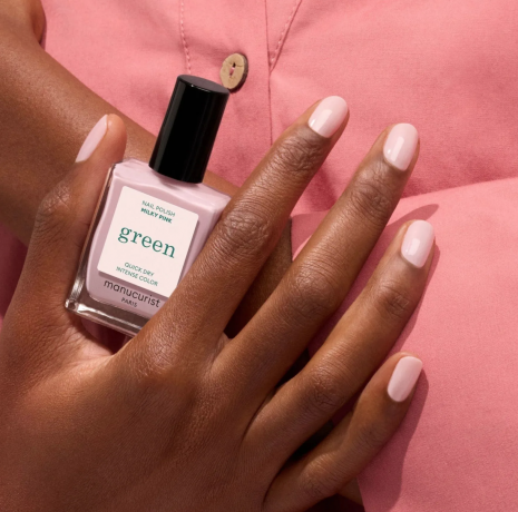 Manucurist Green Milky Pink 15ml, Лак для ногтей Milky Pink (Франция), стойкое покрытие без сколов, безопасная растительная формула 9 Free, 15мл