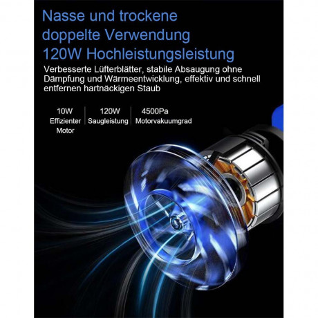 MOUTEN MOUTEN Akku-Handstaubsauger Kabelloser, wiederaufladbarer tragbarer Handstaubsauger mit 12000PA, Kabelloser Autostaubsauger Blau Беспроводной ручной пылесос MOUTEN Беспроводной перезаряжаемый портативный ручной пылесос с 12000PA, беспроводной автом