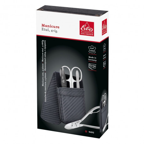 ERBE Manikure Set Taschen-Etui Serie quot;Carbonquot;, schwarz, 4-tlg.  Карманный чехол для маникюрного набора серии &quot;Карбон&quot;, черный, 4 предм.