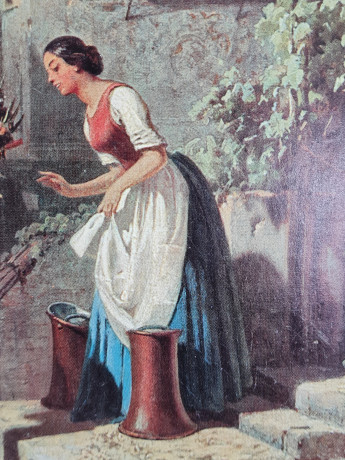 Картина винтажная "Жених" Spitzweg, деревянная рама, 24 x 37 см, Германия, 1960-70гг.