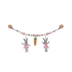 SindiBaba® Kinderwagenkette Hase BOBBY gehakelt mit Rasseln Коляска-цепочка зайка BOBBY связана крючком с погремушками