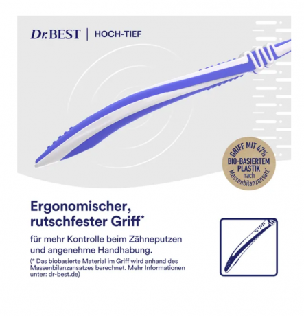 Dr.BEST Classic Hoch-Tief Zahnburste mittel 2+1, Классическая зубная щетка High-Low средней жесткости (цвет в ассортименте, без выбора),  2+1шт