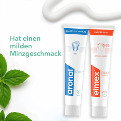 elmex Zahnpasta aronal &amp; elmex Mundhygiene-Set (2 x 75 ml), 150 ml, Набор зубных паст aronal &amp; elmex для утреннего и вечернего ухода, 2 × 75 мл
