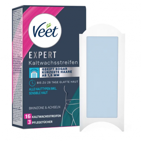 Veet EXPERT Kaltwachsstreifen Bikini & Achseln, alle Hauttypen Экспериментальные полоски для депиляции в зоне бикини и подмышках, подходят для всех типов кожи 16шт