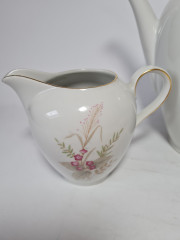 Zeh Scherzer Bavaria Фарфоровый набор для чая &quot;Розовые цветы&quot;: Чайник, сахарница, молочник, Германия, 1960-70гг.