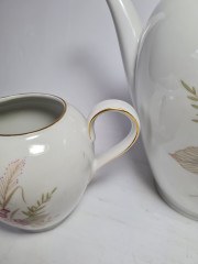 Zeh Scherzer Bavaria Фарфоровый набор для чая &quot;Розовые цветы&quot;: Чайник, сахарница, молочник, Германия, 1960-70гг.