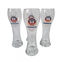 Немецкие бокалы пивные винтажные Sahm / Erdinger Weissbrau, стекло, 4 шт., 0.3 л, 22 см, Германия, 1980-90гг.