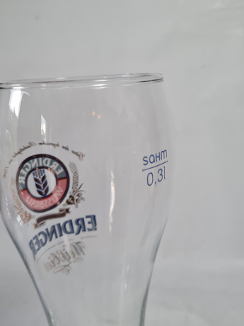 Немецкие бокалы пивные винтажные Sahm / Erdinger Weissbrau, стекло, 4 шт., 0.3 л, 22 см, Германия, 1980-90гг.