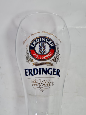 Немецкие бокалы пивные винтажные Sahm / Erdinger Weissbrau, стекло, 4 шт., 0.3 л, 22 см, Германия, 1980-90гг.