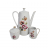 Набор для кофе винтажный GKC Bavaria / 74 er с сиреневым цветком, молочник, сахарница, чайник, фарфор, Германия, 1960-70гг.