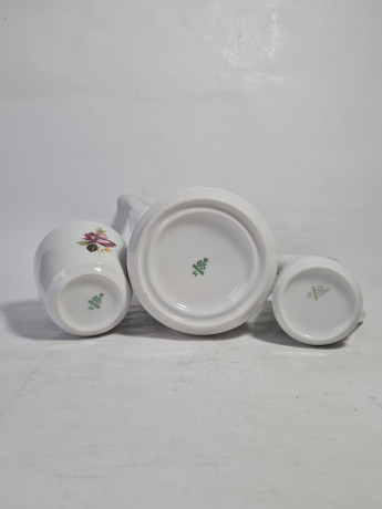 Набор для кофе винтажный GKC Bavaria / 74 er с сиреневым цветком, молочник, сахарница, чайник, фарфор, Германия, 1960-70гг.