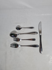 Набор столовых приборов винтажный Marke Tischiein Crominox, на 12 персон, 61 прибор, в заводской упаковке, нержавеющая сталь, Германия, 1970-80гг.