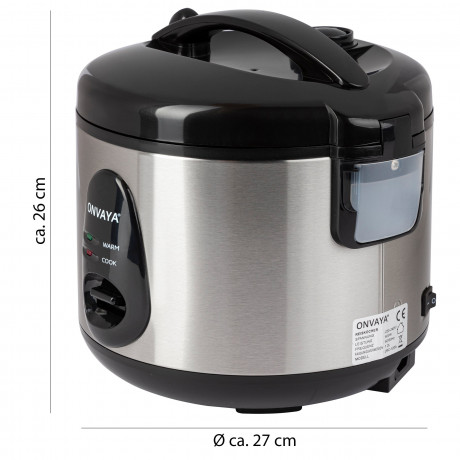 ONVAYA ONVAYA Reiskocher Reiskocher 1,2 Liter aus Edelstahl, inklusive Dampfgarer-Einsatz Рисоварка ONVAYA 1,2 литра из нержавеющей стали, включая пароварку