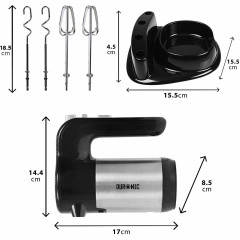 Duronic Duronic Handmixer, HM3 elektrischer Handmixer, 300 Watt, Aufbewahrungsbasis, Edelstahl  Ручной миксер Duronic, Электрический ручной миксер HM3, 300 Вт, основание для хранения, нержавеющая сталь