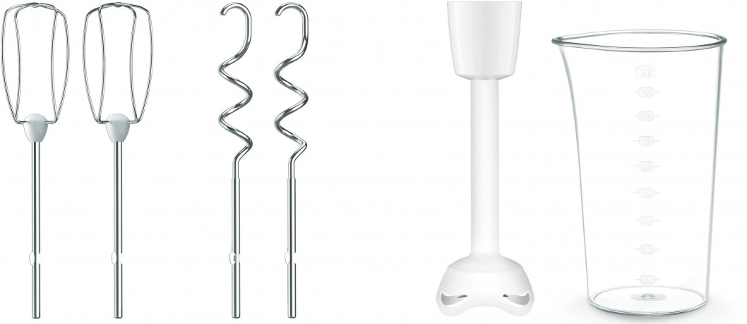 Tefal Tefal Handmixer HT4611 Prep'Mix+, 500 W, Turbo-Funktion, 2 Ruhrbesen, 2 Knethaken, Purierstab-Aufsatz  Ручной миксер Tefal HT4611 Prep'Mix+, 500 Вт, функция турбо, 2 венчика, 2 насадки для теста, насадка-очиститель