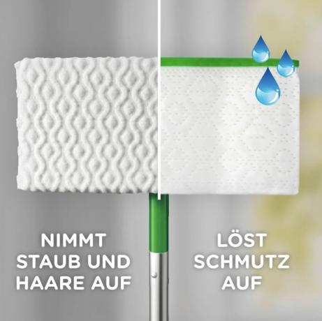 Swiffer wet+dry SET Clean and Fresh 3stk, НАБОР для уборки полов Швабра + cалфетки для швабры сухие 8 шт и влажные 3 шт, с ароматом чистоты и свежести, 3 набора