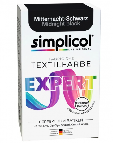 Simplicol Midnight Black 150g, Simplicol текстильная краска для окрашивания тканей (Германия), 150 г, порошок, насыщенный стойкий цвет, для хлопка, вискозы, льна, шелка и шерсти, оттенок Midnight Black (черный)