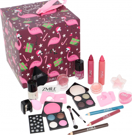 Zmile Cosmetics Funny Flamingos Beauty Adventskalender 2026, Zmile Cosmetics Funny Flamingos Бьюти-адвент-календарь 2026 с декоративной косметикой и аксессуарами, 24 сюрприза