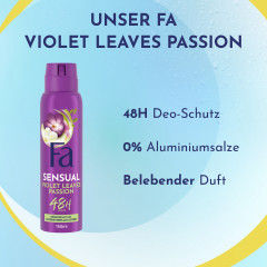 Fa Sensual Violet Leaves Passion Deospray 150 ml, Дезодорант-спрей FA Violet Leaves Passion с ароматом листьев фиалки, ландыша и мускуса, 150 мл