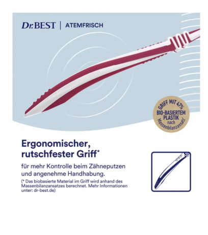 Dr.BEST Atemfrisch Zahnburste mittel Doppelpack, Зубная щетка для освежения дыхания, средней жесткости, 2шт (цвет в ассортименте, без выбора)