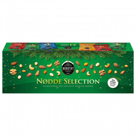 Nordthy Nødde Selection Adventskalender 2026, Адвент-календарь 2026 Nordthy Nødde Selection с орехами 12 видов, 24 пакетика, 480 г