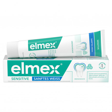 elmex Sensitive Sanftes Weiss Zahnpasta, 75 ml, Зубная паста Sensitive Sanftes Weiss для чувствительных зубов и мягкого удаления окрашиваний, 75 мл