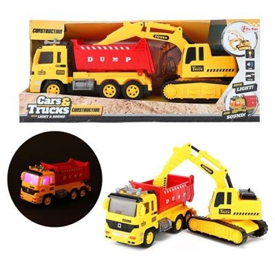 Toi-Toys Kipper-Lastwagen und Bagger Baustellenfahrzeuge Самосвалы и экскаваторы строительные машины