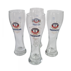 Немецкие бокалы пивные винтажные Sahm / Erdinger Weissbrau, стекло, 4 шт., 0.3 л, 23 см, Германия, 1980-90гг.