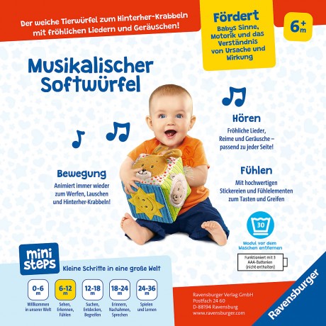 Ravensburger ministeps® Musikalischer Softwurfel ministeps® Музыкальный мягкий куб