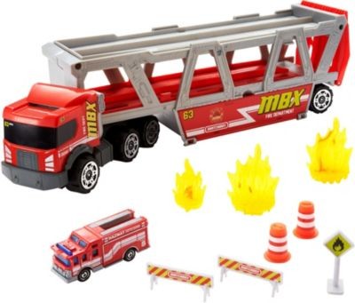 Mattel Matchbox Construction Hauler mit 1 Feuerwehrfahrzeug und 8 Zubehorteilen Самосвал для строительства спичечных коробков с 1 пожарной машиной и 8 аксессуарами