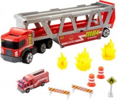 Mattel Matchbox Construction Hauler mit 1 Feuerwehrfahrzeug und 8 Zubehorteilen Самосвал для строительства спичечных коробков с 1 пожарной машиной и 8 аксессуарами