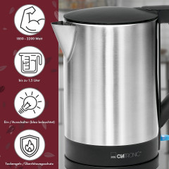 CLATRONIC CLATRONIC Wasserkocher WKS 3692, Wasserkocher 1,5 L, BPA-frei, schwarz schwarz Чайник CLATRONIC WKS 3692, чайник 1,5 л, без BPA, черный