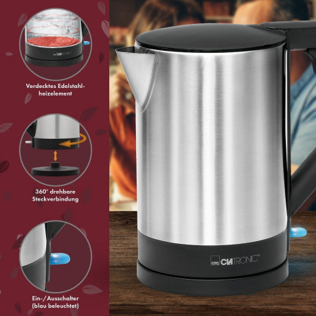 CLATRONIC CLATRONIC Wasserkocher WKS 3692, Wasserkocher 1,5 L, BPA-frei, schwarz schwarz Чайник CLATRONIC WKS 3692, чайник 1,5 л, без BPA, черный