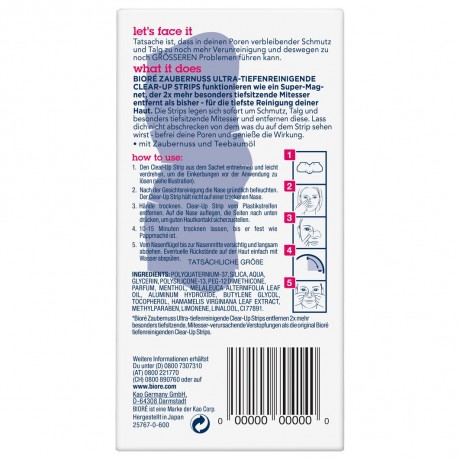 Biore Zaubernuss Ultra Tiefenreinigende Clear-Up Strips Очищающие полоски с гамамелисом Ultra Deep Cleansing Clear-Up Strips