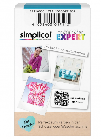 Simplicol Expert Sdsee-Trkis Краска для ткани бирюзовая, интенсивное перекрашивание одежды, для стиральной машины 40C, 150 г