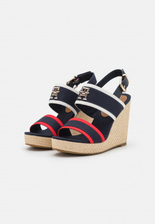Tommy Hilfiger FEMININE WEDGE Platform sandals red/white/blue FEMININE WEDGE Босоножки на платформе красный/белый/синий