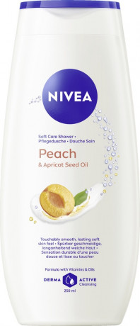 NIVEA Pflegedusche Peach & Apricot Seed Oil, 250 ml, Нивеа Крем гель для душа с маслом абрикосовых косточек, аромат персика, витамины C и E, 250 мл