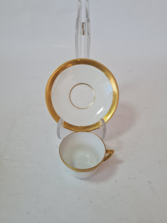 Кофейная пара винтажная, белый фарфор с золотым декором по краю, 7 x 4 см/10,5 см, Германия, 1960-70гг.