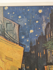 Репродукция Ван Гога &quot;Ночная терраса кафе&quot; винтажная в белой деревянной раме, 33,5 x 27,5 см, Германия, 1980-90гг.