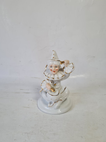 Фигурка винтажная Im Stil Limoges "Белый клоун с барабаном", фарфор, 11 x 6,5 см, Франция, 1960-70гг.