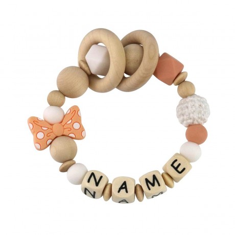 elefantasie Greifling Hakelperle Schleife personalisiert mit Namen Игрушечный крючок с бусинами