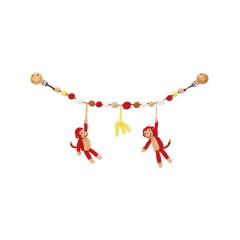 SindiBaba® Kinderwagenkette Affe CHARLIE gehakelt mit Rasseln Обезьянка-цепочка для коляски CHARLIE связана крючком с погремушками.