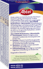 Abtei Kinder Multivitamine + Mineralstoffe Schmelztabletten 75 Schmelztabletten (11 g), Abtei Детские мультивитамины и минералы для роста, костей и иммунитета, таблетки с клубничным вкусом, 75 растворяющихся во рту таблеток (11 г)