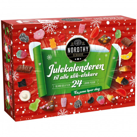 Nordthy Best of Fruchtgummi Adventskalender 2026, Адвент-календарь 2026 Nordthy Candy Best of с мармеладом, лакрицей и сладостями, 442 г
