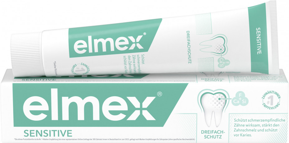 elmex Sensitive Zahnpasta, 75 ml, Зубная паста Sensitive для чувствительных зубов с фторидом, 75 мл