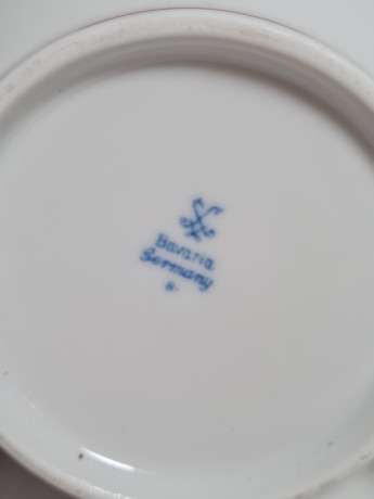 Набор для чая винтажный Bavaria, бело-красный декор, фарфор, Германия, 1960-70гг.